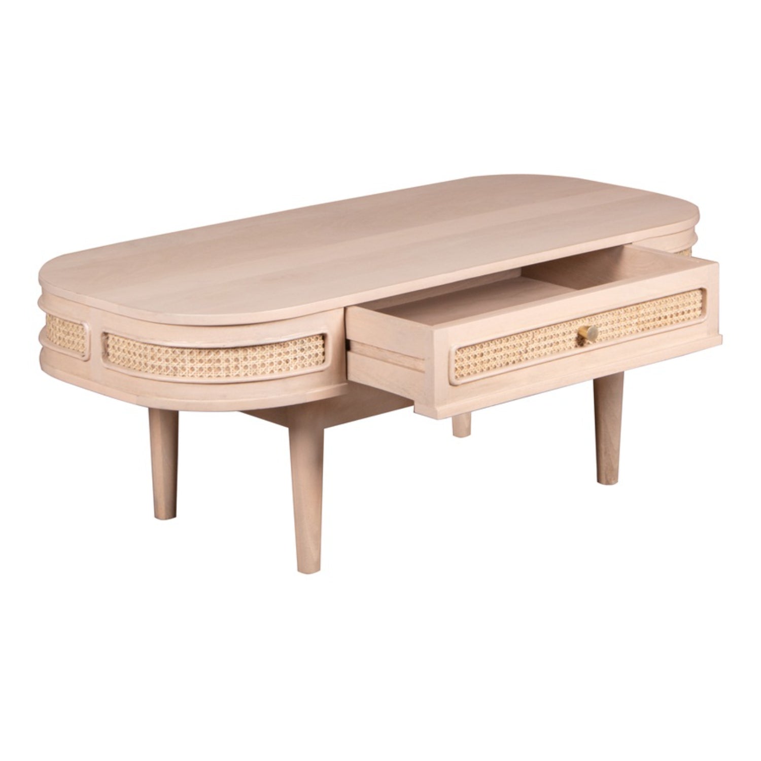 Cane & Mango Wood 1 Drawer Coffee Table