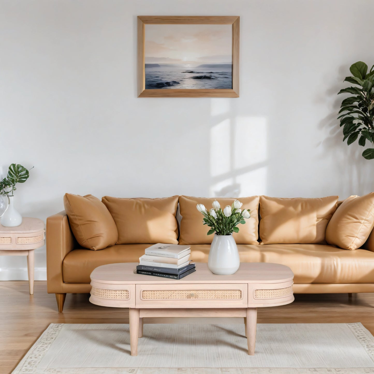 Cane & Mango Wood 1 Drawer Coffee Table