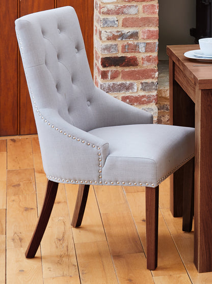 Walnut Accent Narrow Back Upholstered Dining Chair - Grey (Pack Of Two) : Pair of exquisite oak upholstered dining chairs. Part of the  Walnut dining room furniture ranges