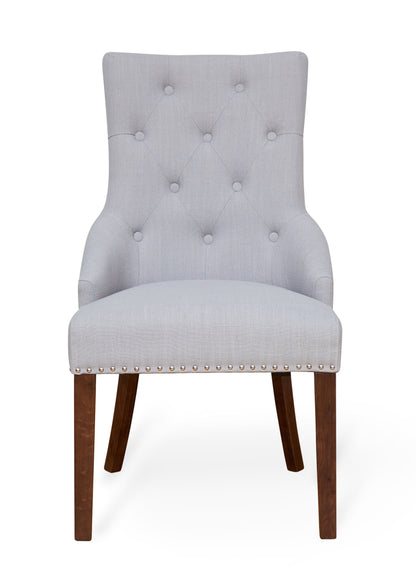 Walnut Accent Narrow Back Upholstered Dining Chair - Grey (Pack Of Two) : Pair of exquisite oak upholstered dining chairs. Part of the  Walnut dining room furniture ranges