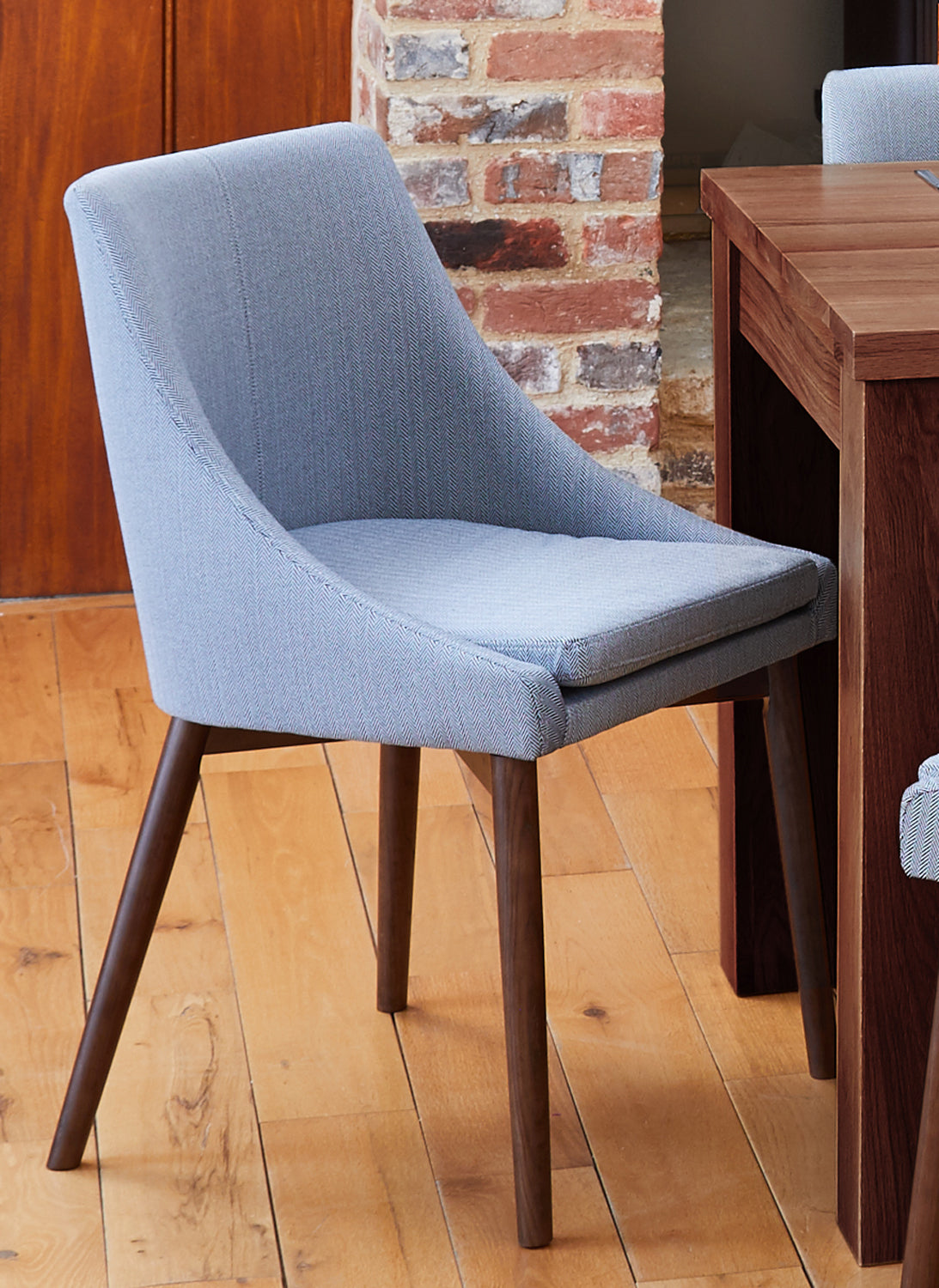 Walnut Grey Chair (Pack of two) : Pair of exquisite oak upholstered dining chairs. Part of the  Walnut dining room furniture ranges