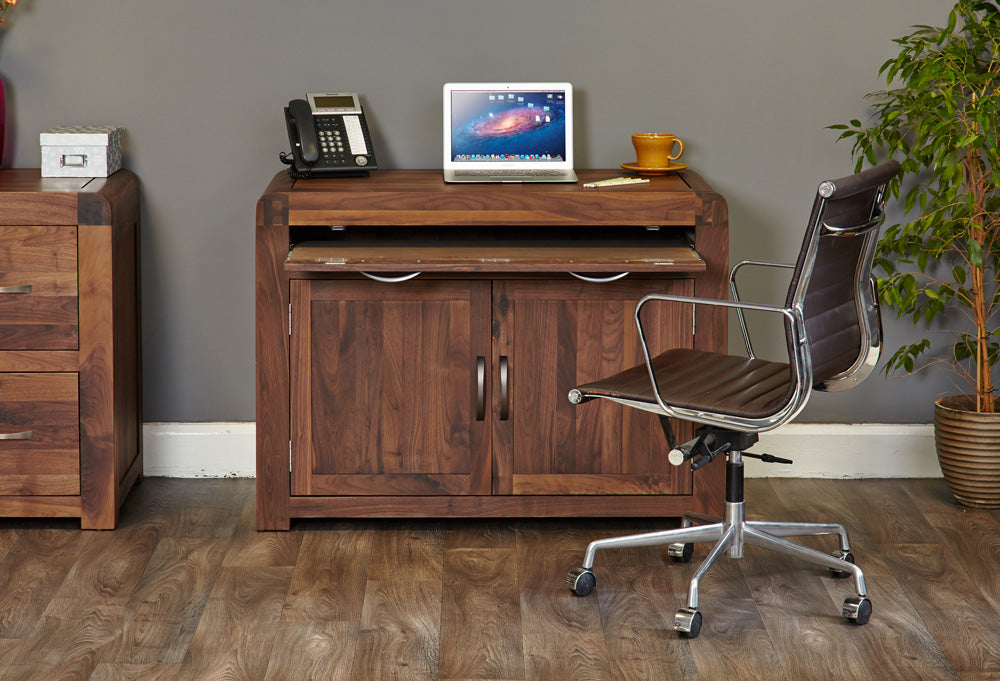 Walnut Hidden Home Office : Walnut Hidden Home Office computer desk. This stylish desk is designed to hide away all your computer equipment. Part of the Walnut home office furniture range.