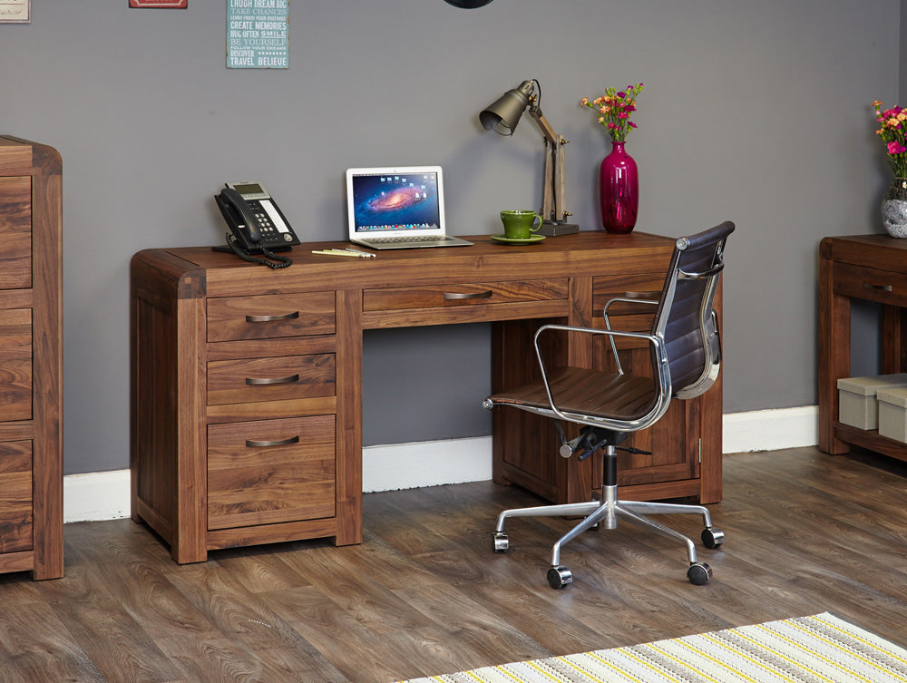 Walnut Twin Pedestal Computer Desk : Walnut large twin pedestal computer desk. Stylish solutions for contemporary living. Part of the walnut home office furniture range.