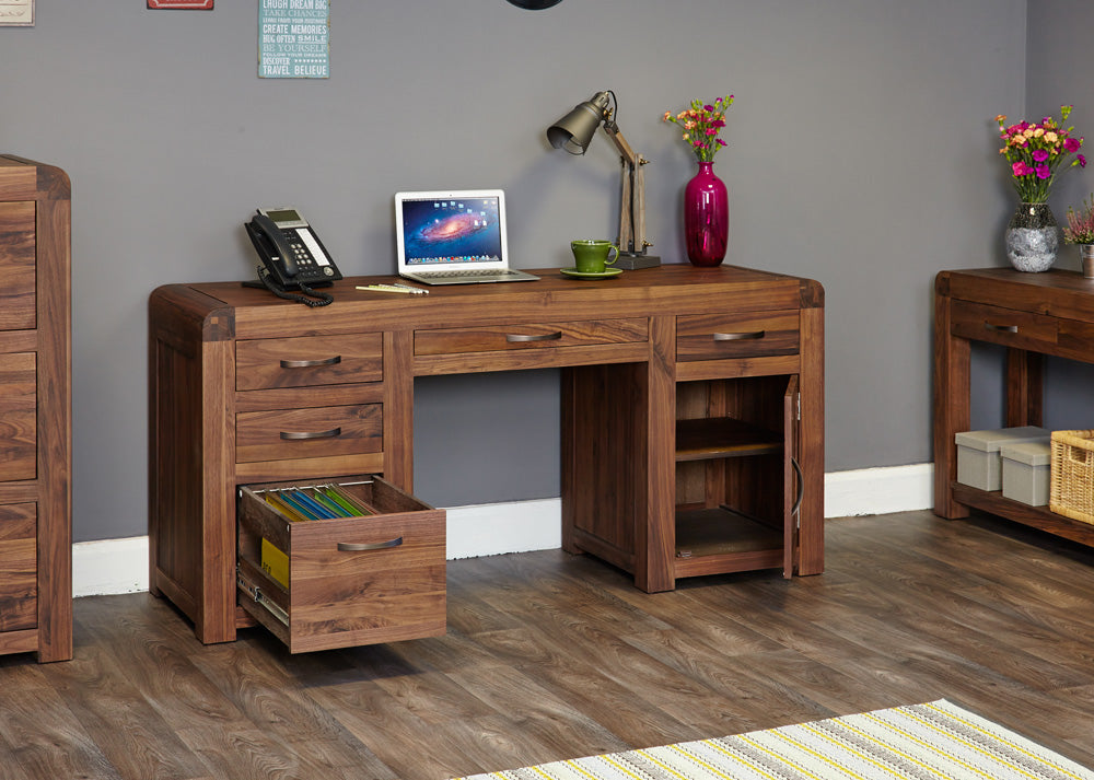 Walnut Twin Pedestal Computer Desk : Walnut large twin pedestal computer desk. Stylish solutions for contemporary living. Part of the walnut home office furniture range.