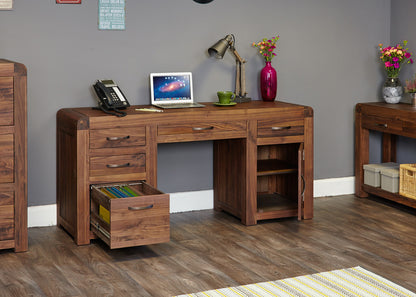 Walnut Twin Pedestal Computer Desk : Walnut large twin pedestal computer desk. Stylish solutions for contemporary living. Part of the walnut home office furniture range.