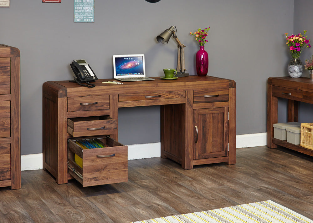 Walnut Twin Pedestal Computer Desk : Walnut large twin pedestal computer desk. Stylish solutions for contemporary living. Part of the walnut home office furniture range.