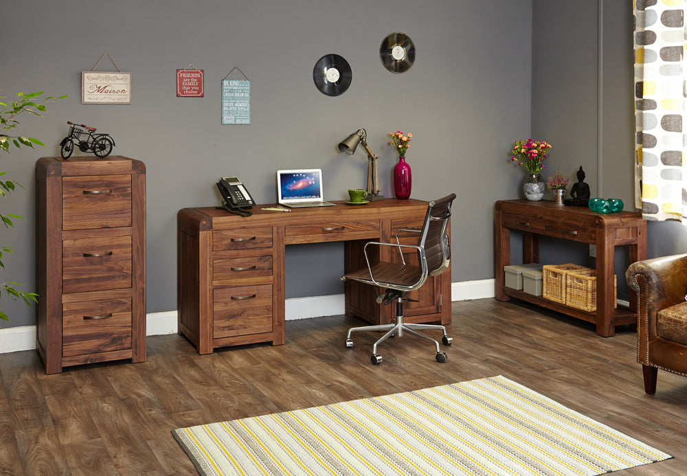 Walnut Twin Pedestal Computer Desk : Walnut large twin pedestal computer desk. Stylish solutions for contemporary living. Part of the walnut home office furniture range.