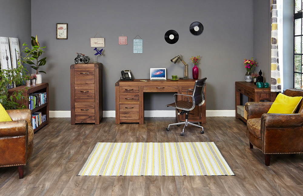 Walnut Twin Pedestal Computer Desk : Walnut large twin pedestal computer desk. Stylish solutions for contemporary living. Part of the walnut home office furniture range.