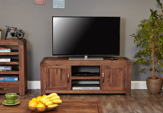 Walnut Widescreen Television Cabinet : Walnut widescreen television (TV) and DVD cabinet. Stylish solutions for contemporary living. Part of the walnut living room furniture range.