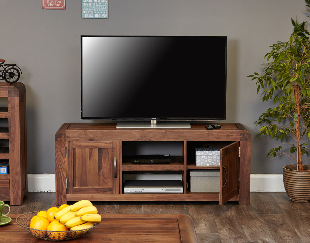 Walnut Widescreen Television Cabinet : Walnut widescreen television (TV) and DVD cabinet. Stylish solutions for contemporary living. Part of the walnut living room furniture range.