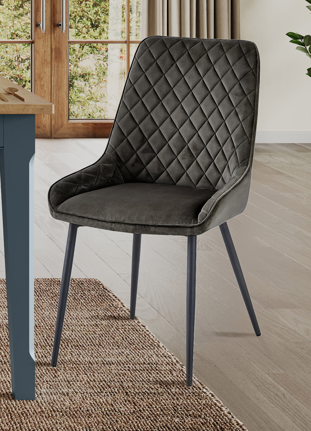 Dining Chairl - GUN METAL GREY (Pack of Two) : 