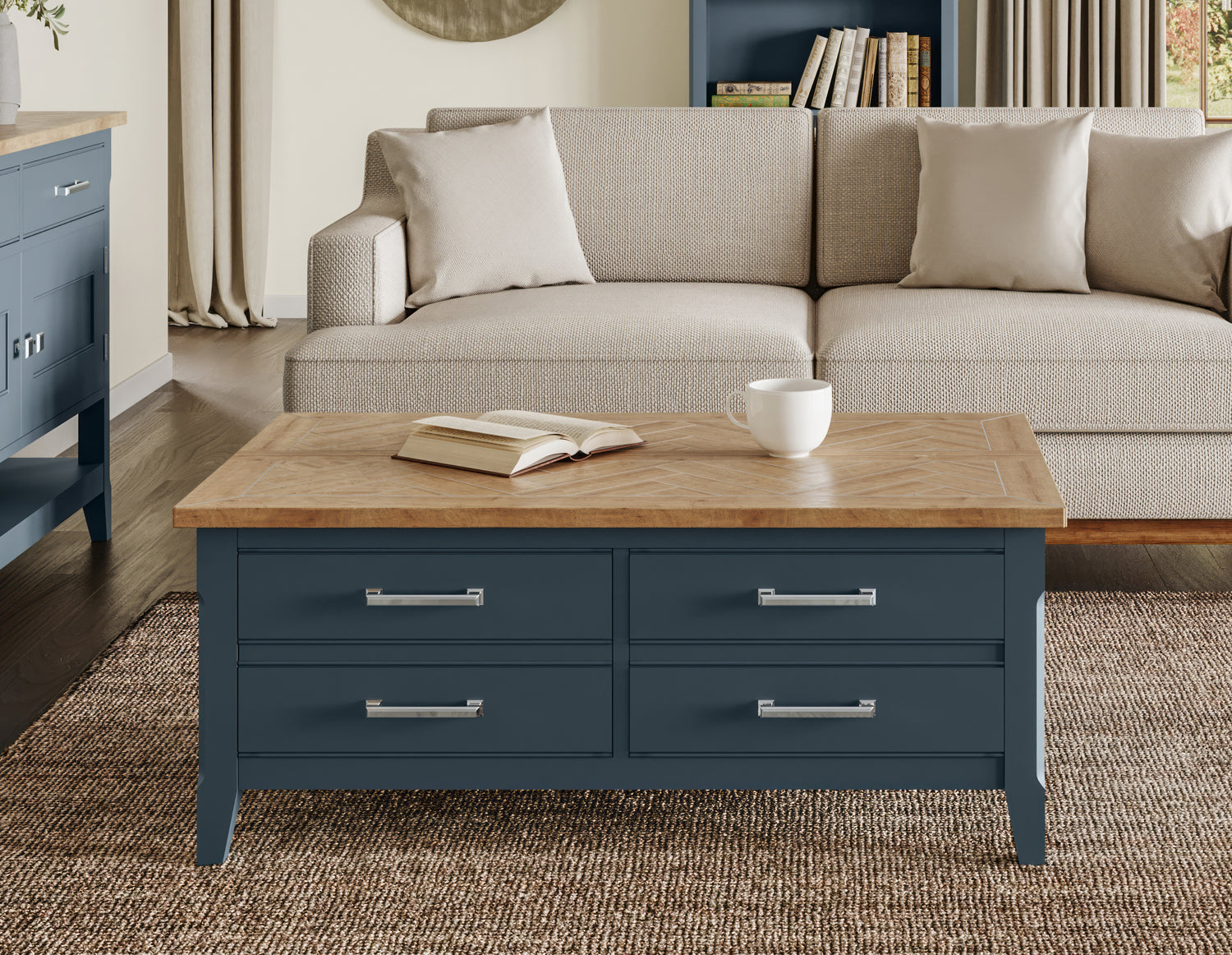 Coffee Table with drawers & hidden storage trunk : 