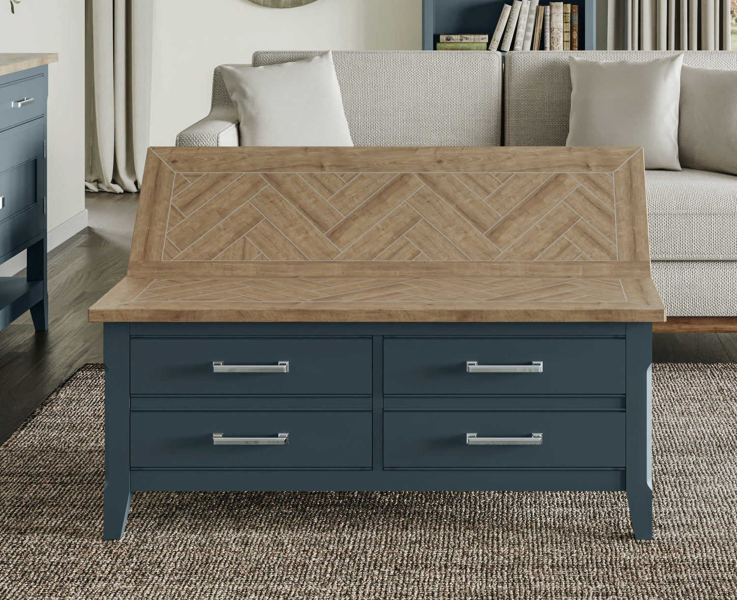Coffee Table with drawers & hidden storage trunk : 