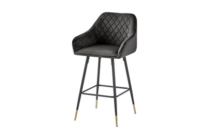 Bar Stool - GUN METAL GREY (Pack of Two) :  Reclaimed Range, Black Leather, Steel Framed Bar Stool With Antiqued, Distressed Leather, stylish