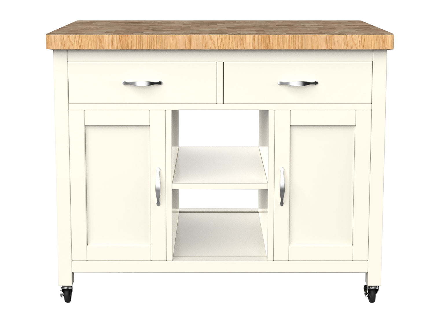 Kitchen Island (Cream) with Butchers Block : 