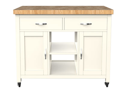 Kitchen Island (Cream) with Butchers Block : 