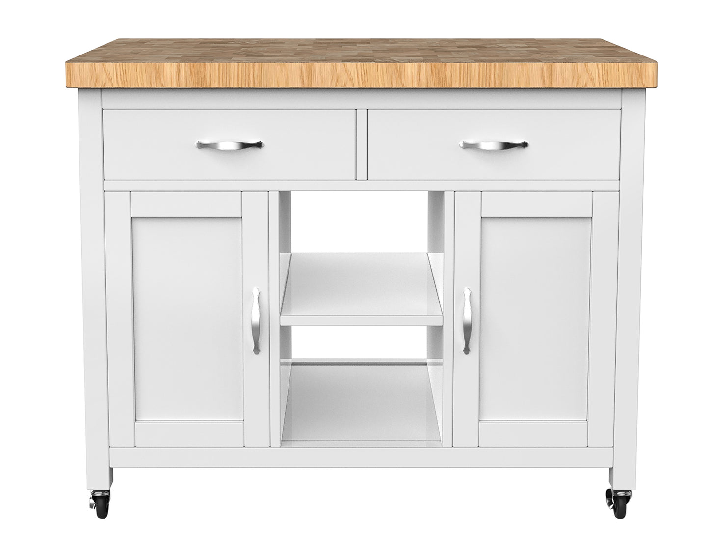 Kitchen Island (White) with Butchers Block : 