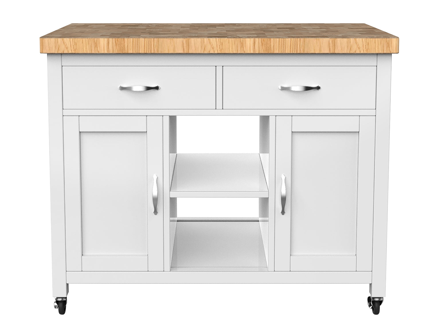 Kitchen Island (White) with Butchers Block : 