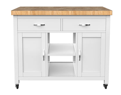 Kitchen Island (White) with Butchers Block : 