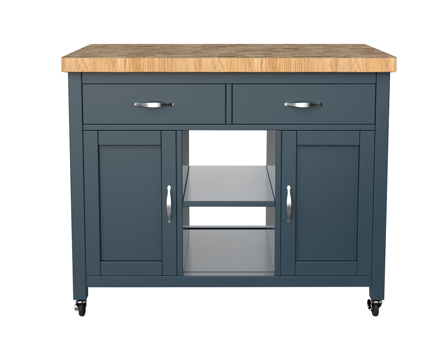 Kitchen Island (Blue) with Butchers Block : 