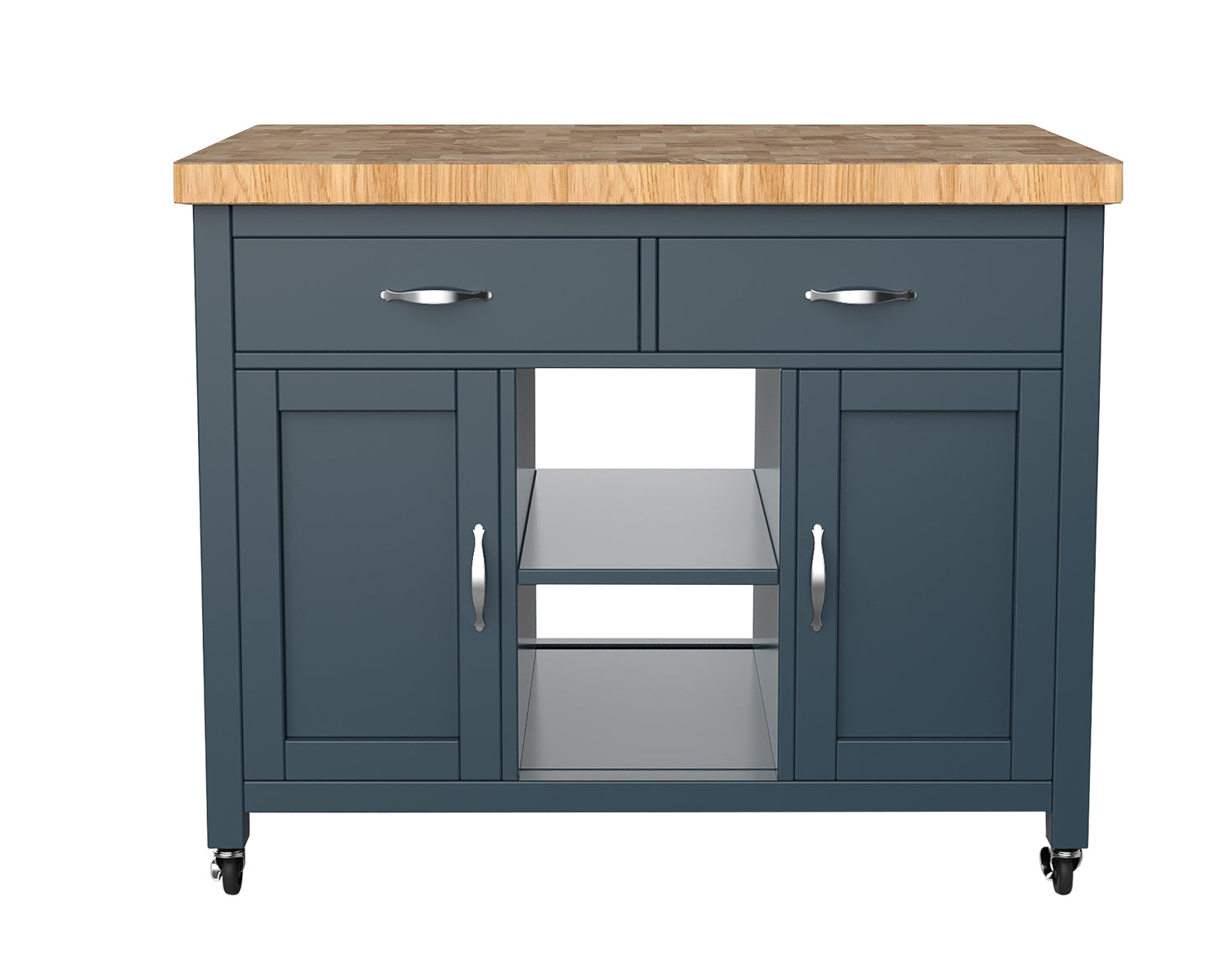 Kitchen Island (Blue) with Butchers Block : 