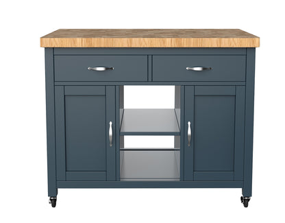 Kitchen Island (Blue) with Butchers Block : 