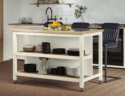 Kitchen Island (Cream) Open with Breakfast Bar : 