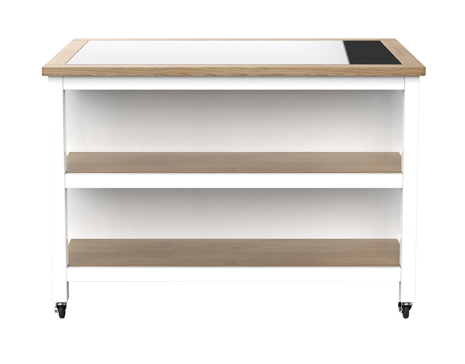 Kitchen Island (White) Open with Breakfast Bar : 