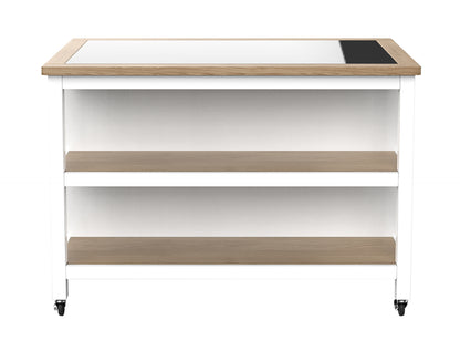Kitchen Island (White) Open with Breakfast Bar : 