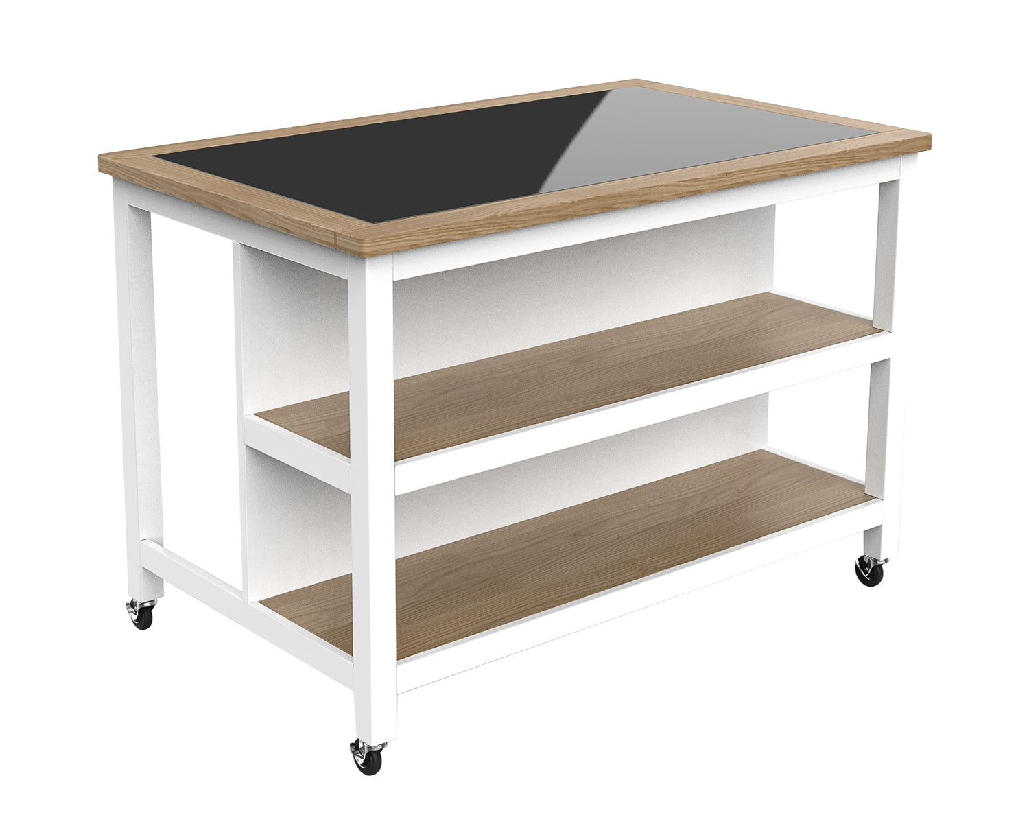 Kitchen Island (White) Open with Breakfast Bar : 