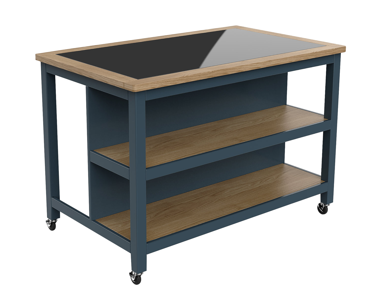 Kitchen Island (Blue) Open with Breakfast Bar : 
