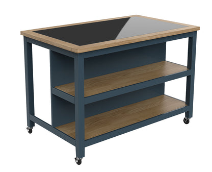 Kitchen Island (Blue) Open with Breakfast Bar : 