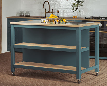 Kitchen Island (Blue) Open with Breakfast Bar : 