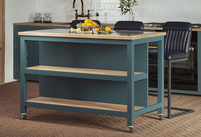 Kitchen Island (Blue) Open with Breakfast Bar : 