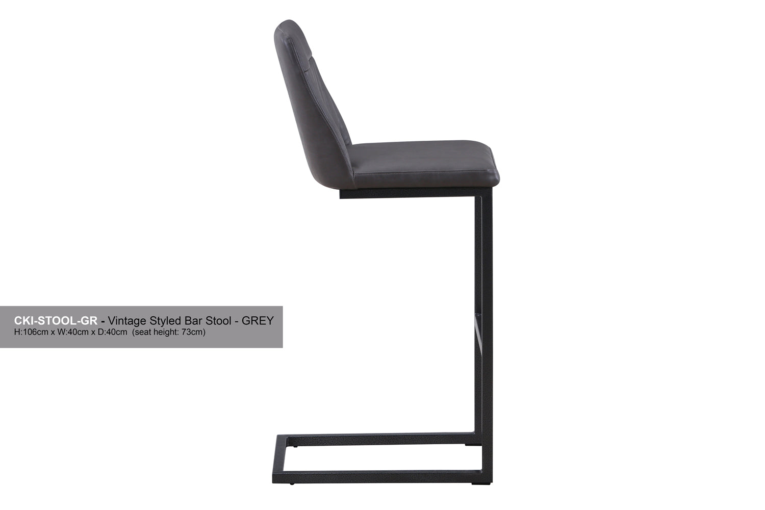 Vintage Grey Leather Bar Stool  (Pack of Two) :  Reclaimed Range, Grey Leather, Steel Framed Bar Stool With Antiqued, Distressed Leather, stylish