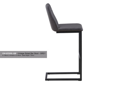 Vintage Grey Leather Bar Stool  (Pack of Two) :  Reclaimed Range, Grey Leather, Steel Framed Bar Stool With Antiqued, Distressed Leather, stylish