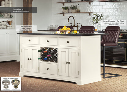 Cream Kitchen Island With Black Granite Worktop : Stunning  Cream Painted Kitchen Island with Black Granite Worktop. Comes with wine racks, and a selection of either rustic or modern brushed steel handles and knobs