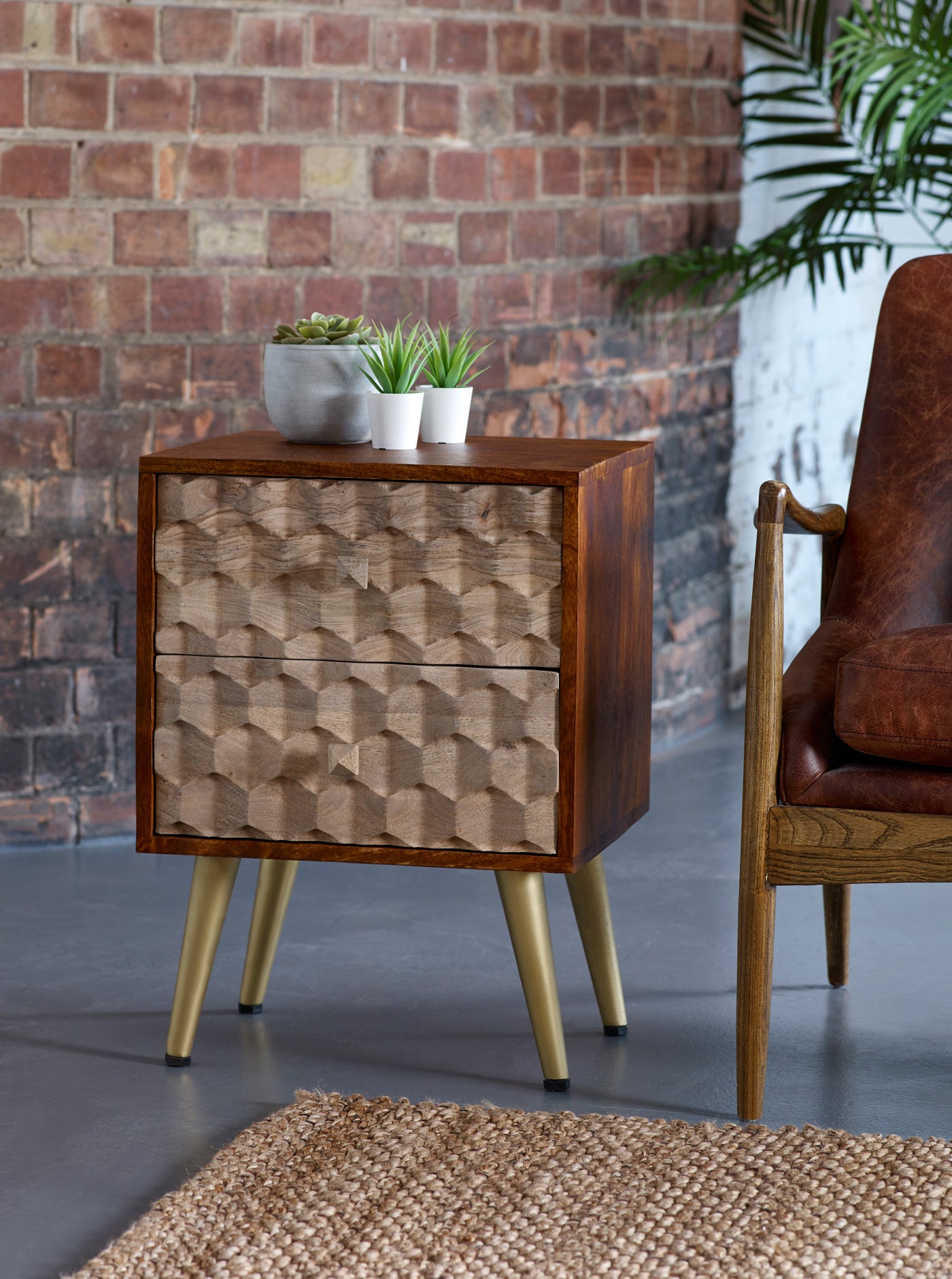 2 DRAWER SIDE TABLE