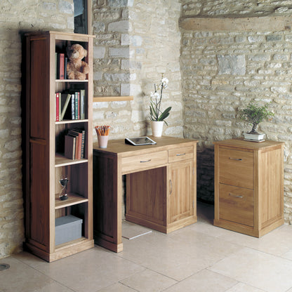 Oak Narrow Bookcase :  tall narrow alcove bookcase. Quality storage solutions for contemporary living. Part of the  Oak living room furniture range.