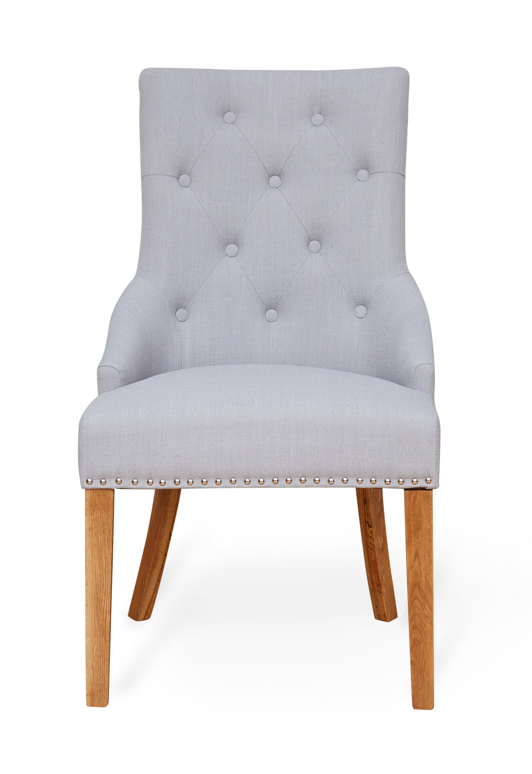 Oak Accent Narrow Back Upholstered Dining Chair - Grey (Pack Of Two) : Pair of exquisite oak upholstered dining chairs. Part of the  Oak dining room furniture ranges