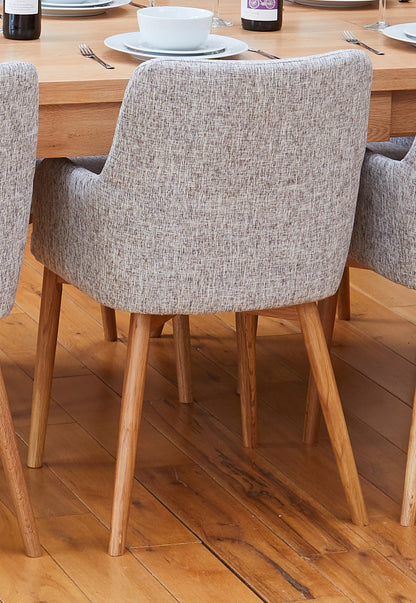 Oak Light Grey Chair (Pack of two) : Pair of exquisite oak upholstered dining chairs. Part of the  Oak dining room furniture ranges