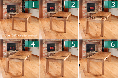 Hidden Extending Oak Dining Table (Seats 4-8) :  oak extending six / eight seater dining table. Stylish solutions for contemporary dining. Part of the  Oak dining room furniture range.
