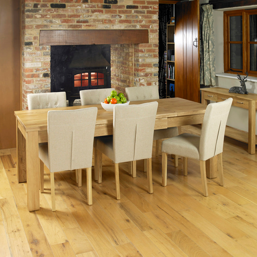 Hidden Extending Oak Dining Table (Seats 4-8) :  oak extending six / eight seater dining table. Stylish solutions for contemporary dining. Part of the  Oak dining room furniture range.