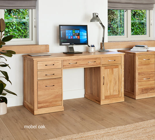 Oak Twin Pedestal Computer Desk :  Oak large twin pedestal computer desk. Stylish solutions for contemporary living. Part of the  Oak home office furniture range.