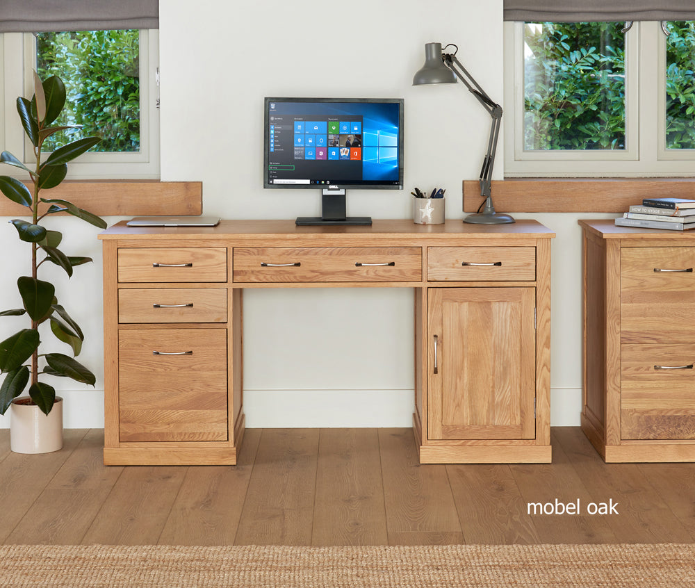 Oak Twin Pedestal Computer Desk :  Oak large twin pedestal computer desk. Stylish solutions for contemporary living. Part of the  Oak home office furniture range.