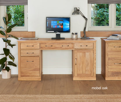 Oak Twin Pedestal Computer Desk :  Oak large twin pedestal computer desk. Stylish solutions for contemporary living. Part of the  Oak home office furniture range.