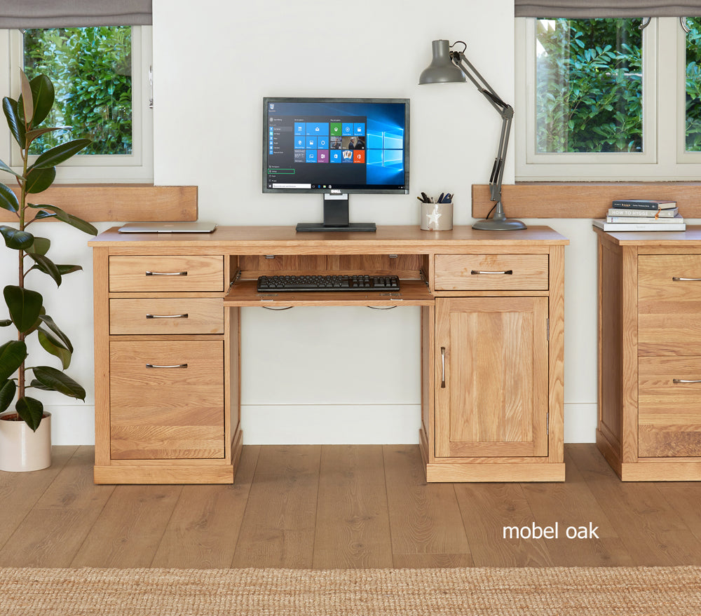 Oak Twin Pedestal Computer Desk :  Oak large twin pedestal computer desk. Stylish solutions for contemporary living. Part of the  Oak home office furniture range.