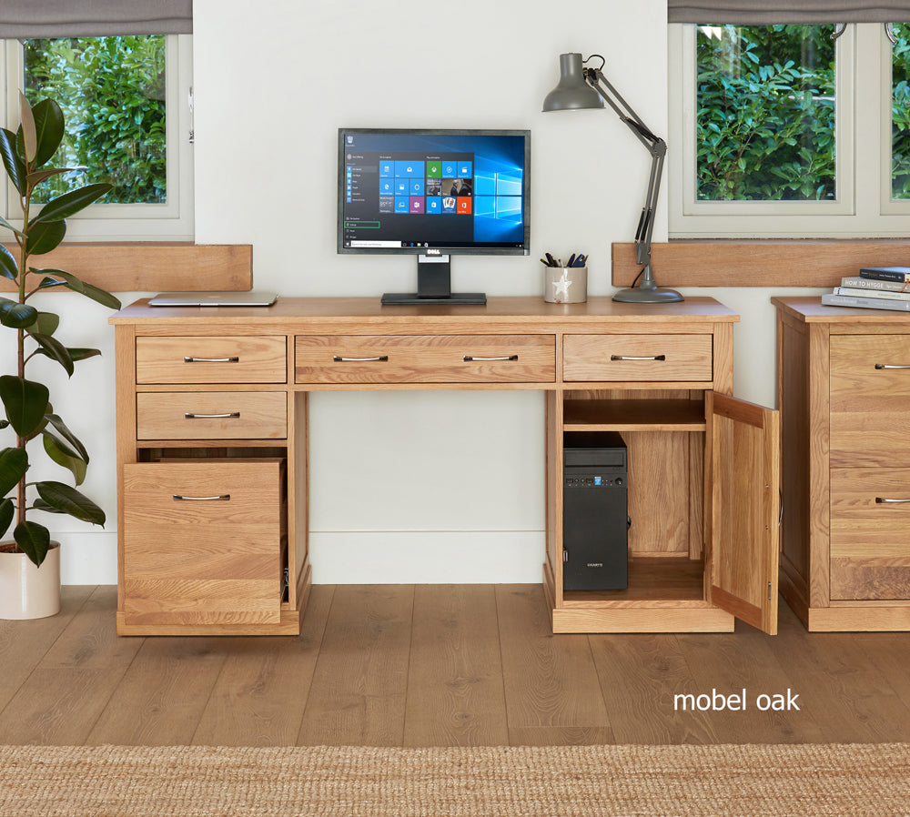 Oak Twin Pedestal Computer Desk :  Oak large twin pedestal computer desk. Stylish solutions for contemporary living. Part of the  Oak home office furniture range.
