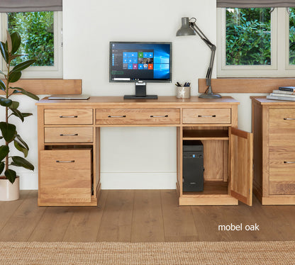 Oak Twin Pedestal Computer Desk :  Oak large twin pedestal computer desk. Stylish solutions for contemporary living. Part of the  Oak home office furniture range.