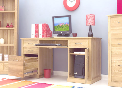 Oak Twin Pedestal Computer Desk :  Oak large twin pedestal computer desk. Stylish solutions for contemporary living. Part of the  Oak home office furniture range.